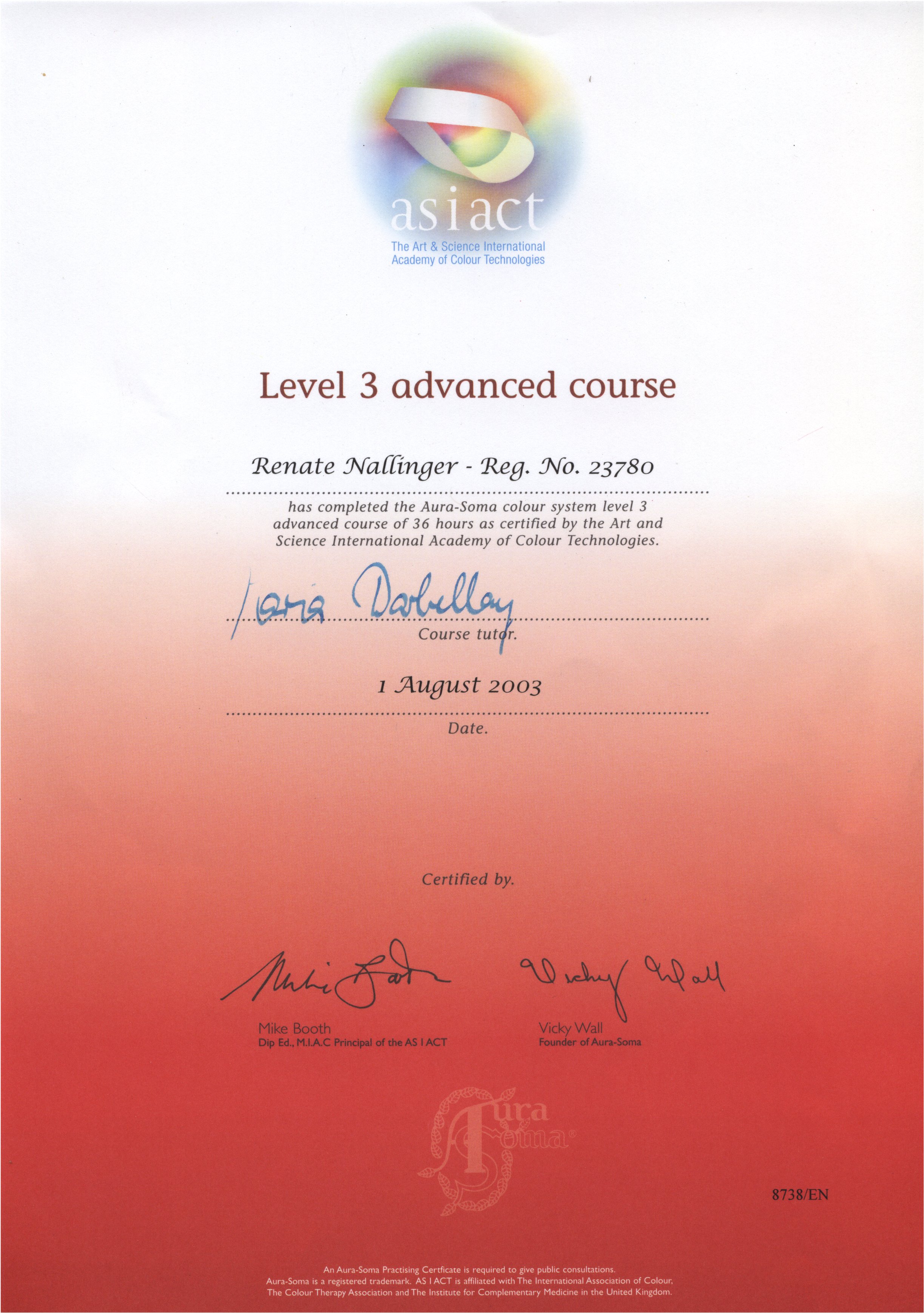 Aura-Soma Level 3 Certificate